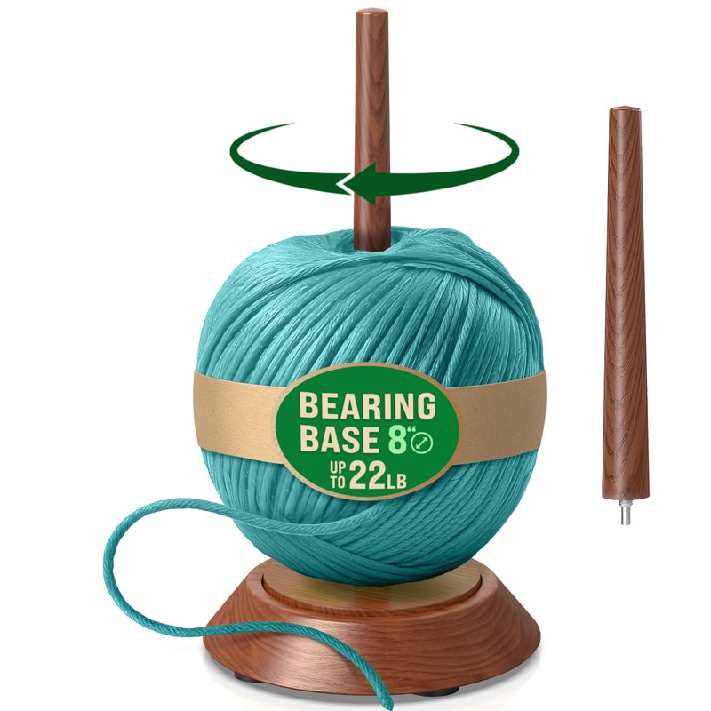 BARVA Yarn Holder Set 22 Lb Capacity for Chunky Yarn w/Extra Spindle | Smooth Bearing Spinner & Big Rubber Anti Slip Pads for Stability | European Wood Crochet Accessories & Fiber Crafts Pro Tools - Image 1